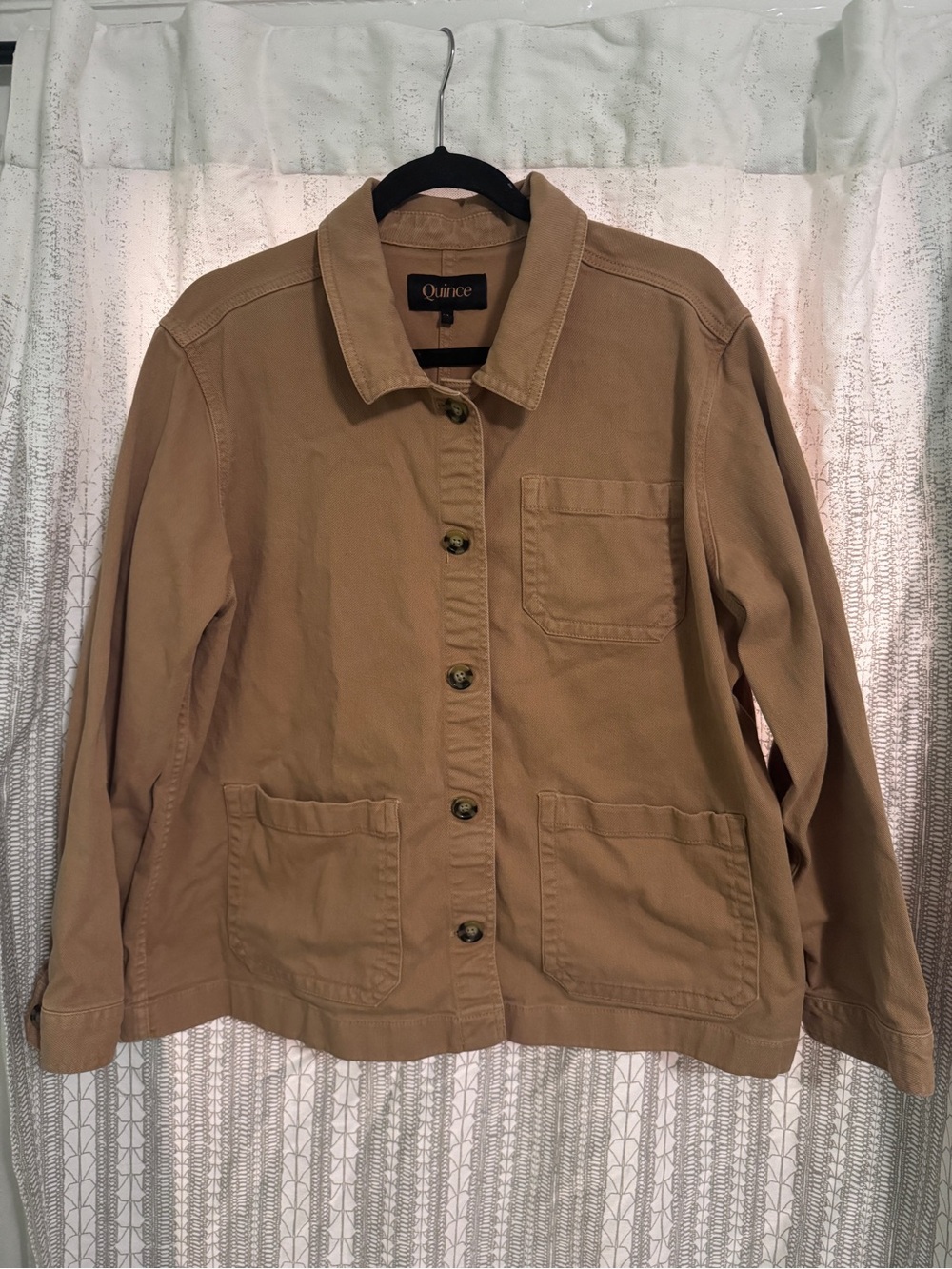 Quince Women's Beige Chore Jacket with Pockets
